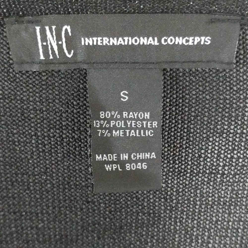 INC Black Metallic Wrap Hem Tunic Sweater - Picture 4 of 4